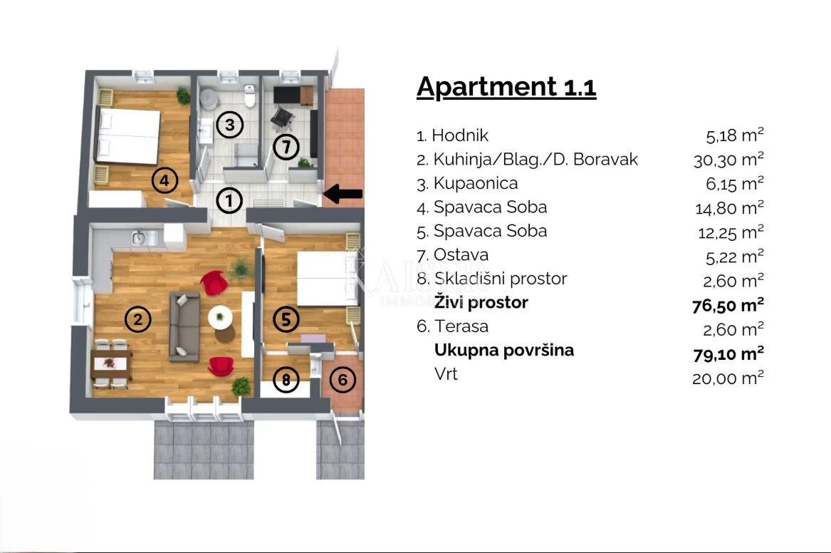 Istria, Buie, dintorni - appartamento 76m2, possibilità di gestione dell'affitto