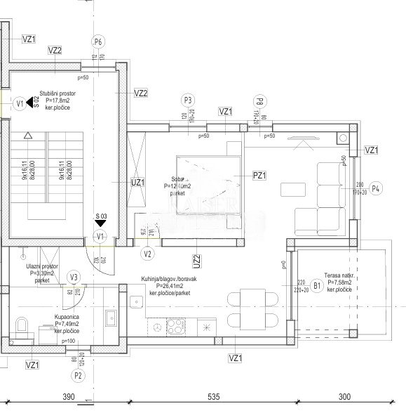 Sebenico, Brodarica - appartamento con una camera da letto 62,87 m2 in un nuovo edificio vicino alla spiaggia Rezalište