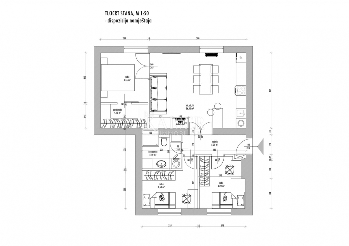Zara, Poluotok – moderno appartamento con tre camere da letto nel cuore della città