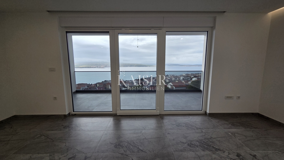 Crikvenica - appartamento, 2 camere da letto + soggiorno, nuovo edificio con vista, terrazza e parcheggio