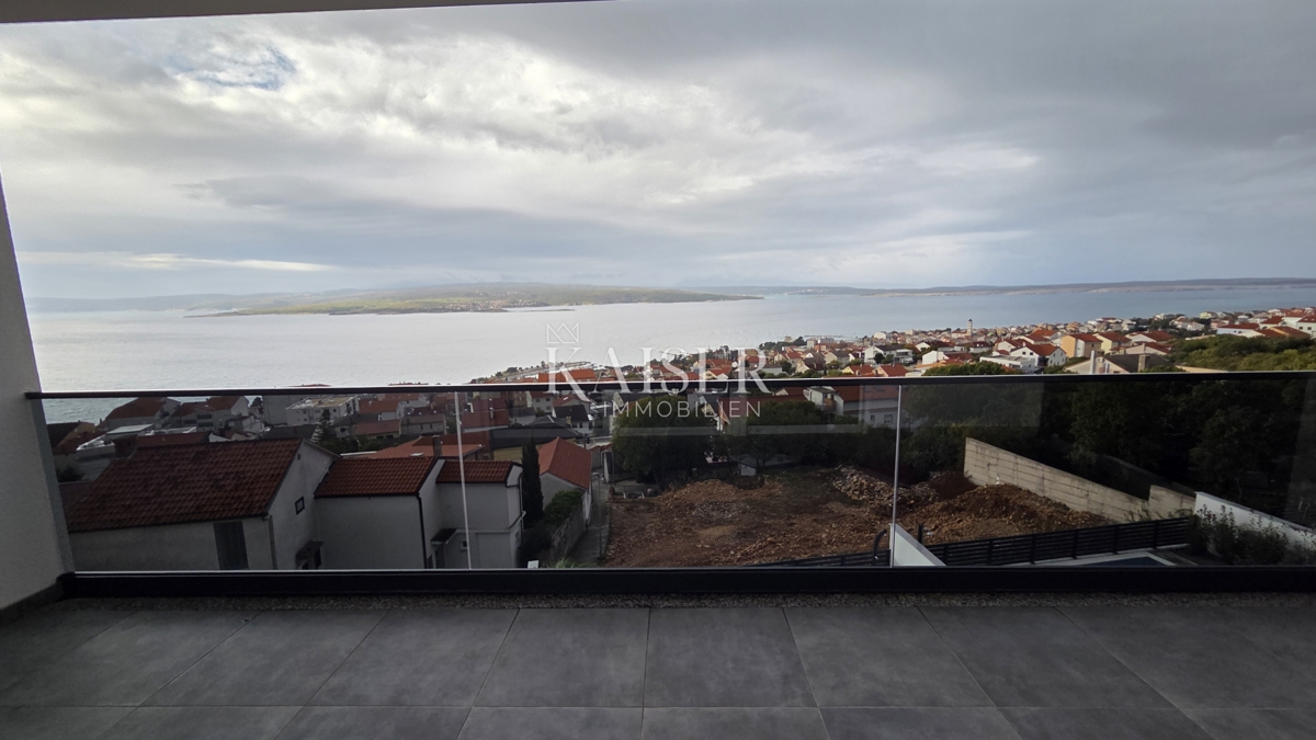 Crikvenica - appartamento, 2 camere da letto + soggiorno, nuovo edificio con vista, terrazza e parcheggio