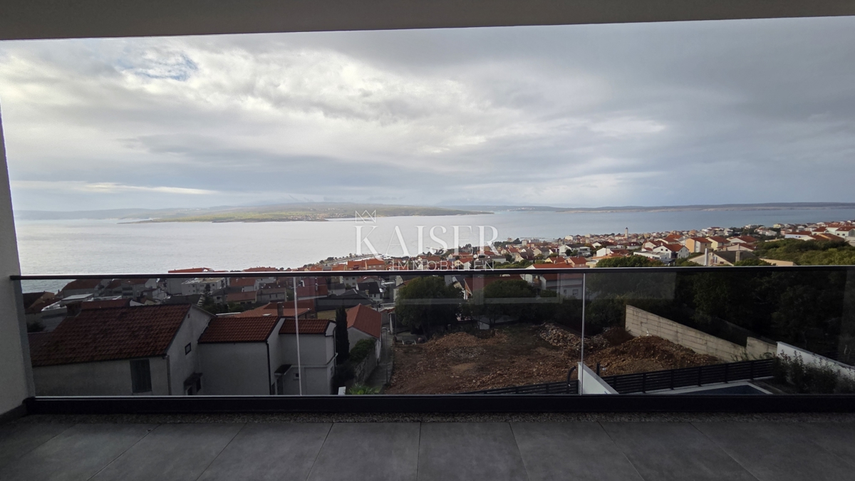 Crikvenica - appartamento, 2 camere da letto + soggiorno, nuovo edificio con vista, terrazza e parcheggio
