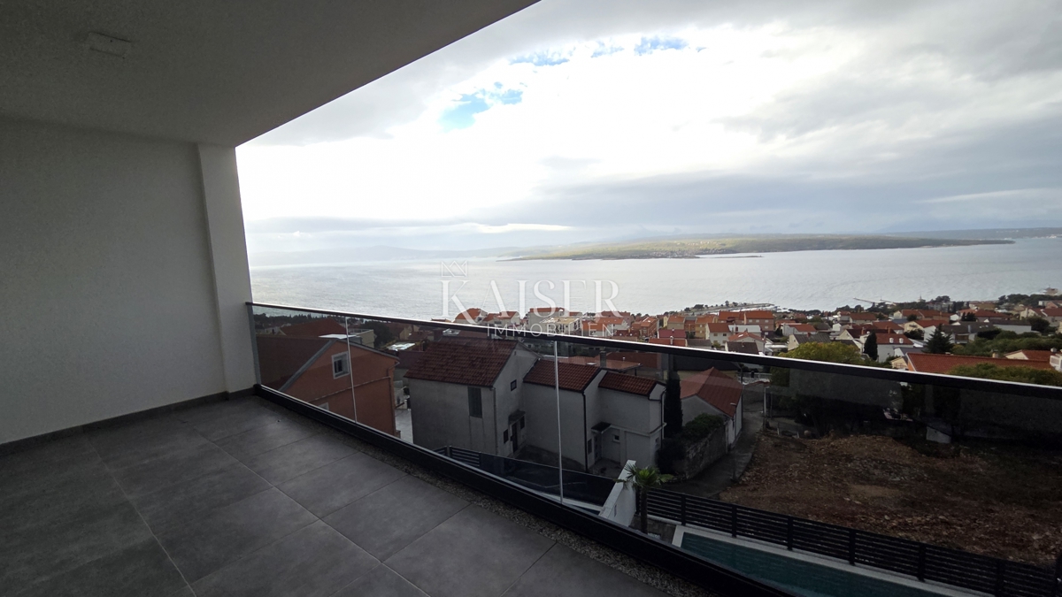 Crikvenica - appartamento, 2 camere da letto + soggiorno, nuovo edificio con vista, terrazza e parcheggio