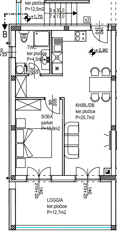 Appartamento Crvene kuće, Zadar, 61,40m2