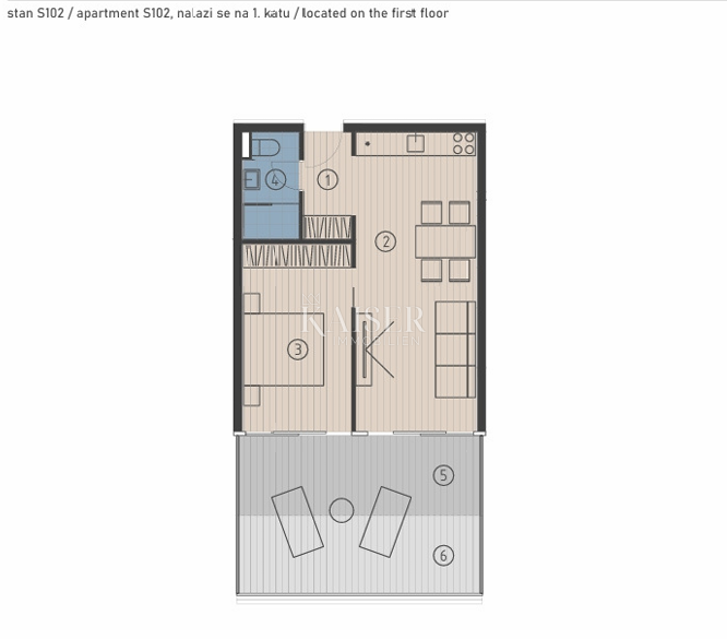 Jesenice, Dugi rat - Lussuoso appartamento con una camera da letto S203 con vista panoramica, prima fila al mare
