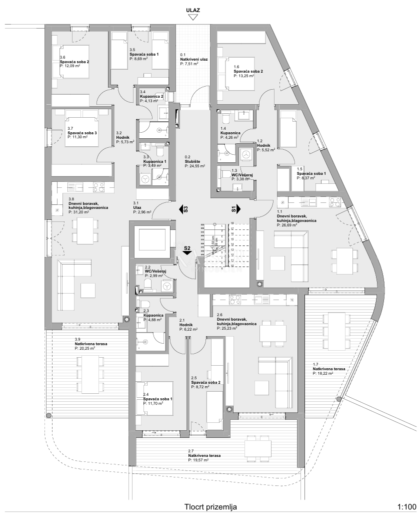 Vodice, Sebenico - Lussuoso appartamento con due camere da letto e ampia terrazza in un nuovo edificio, a 70 m dal mare