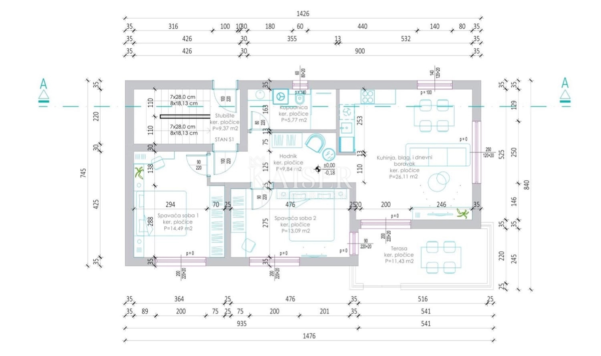 Rovanjska - Nuovo edificio 81 m2, 50 m dalla spiaggia