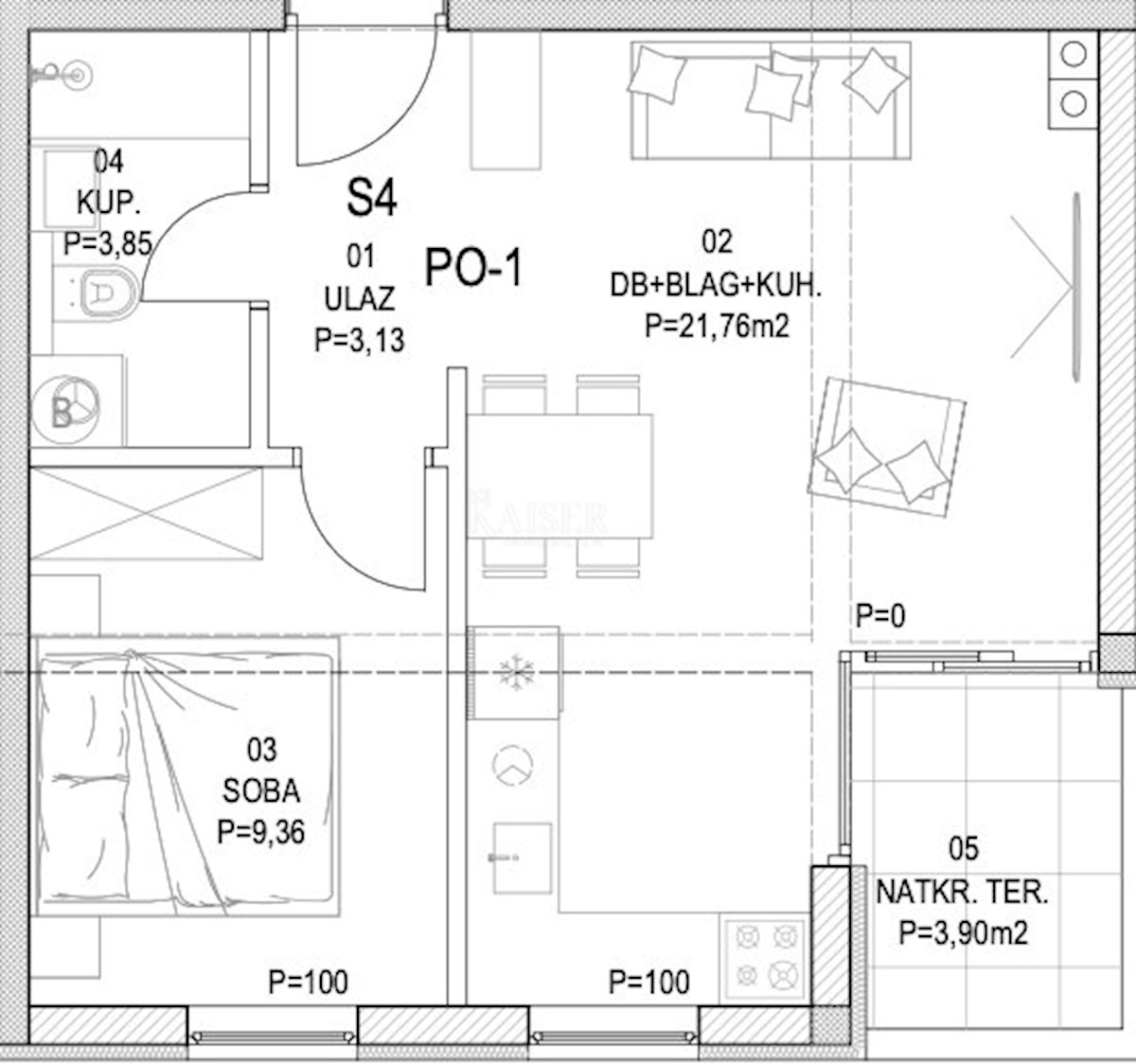 Barban - nuova costruzione 1 camera da letto + soggiorno con terrazzo, 42 m2