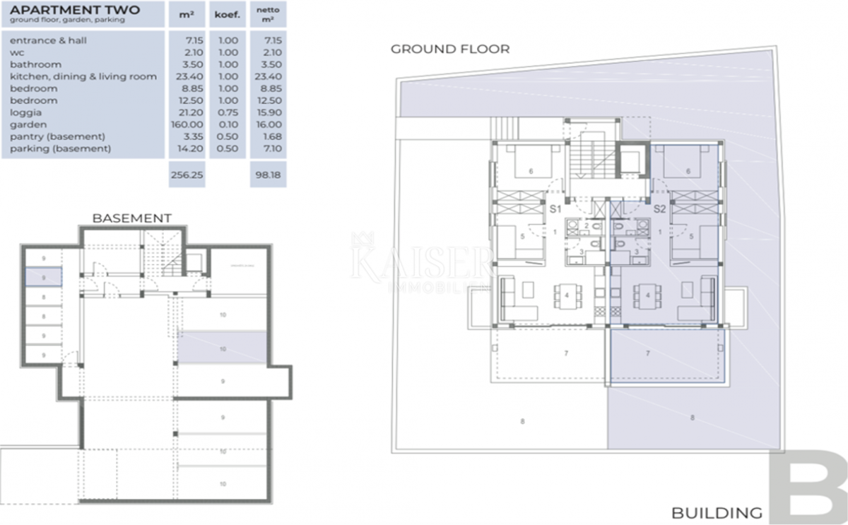 Lussuoso appartamento arredato con 3 camere da letto S2 con ampio giardino privato di 160 m² - 70 m dal mare