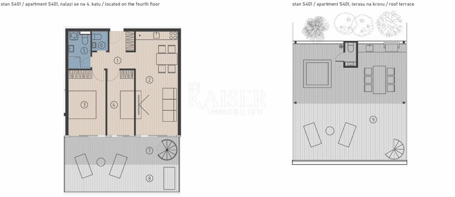 Jesenice, Dugi rat - Attico esclusivo con terrazza sul tetto S402 con vista panoramica, prima fila al mare
