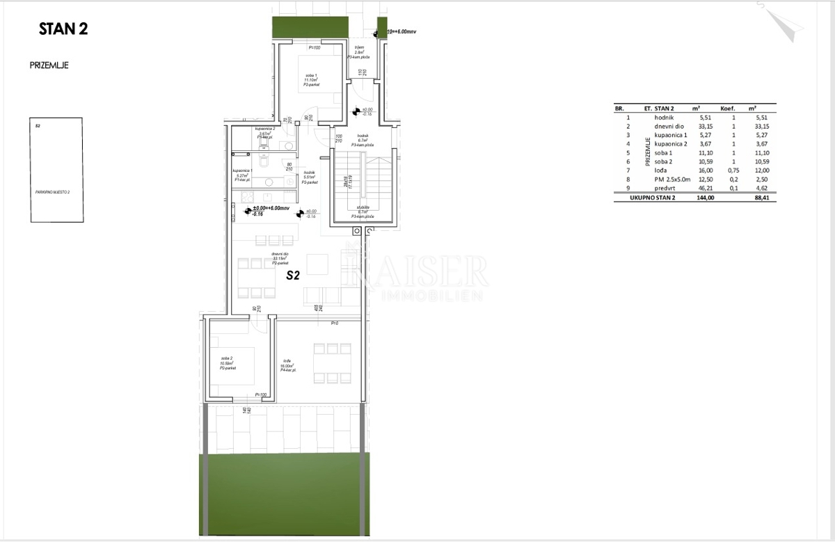 Appartamento Privlaka, 88,43m2