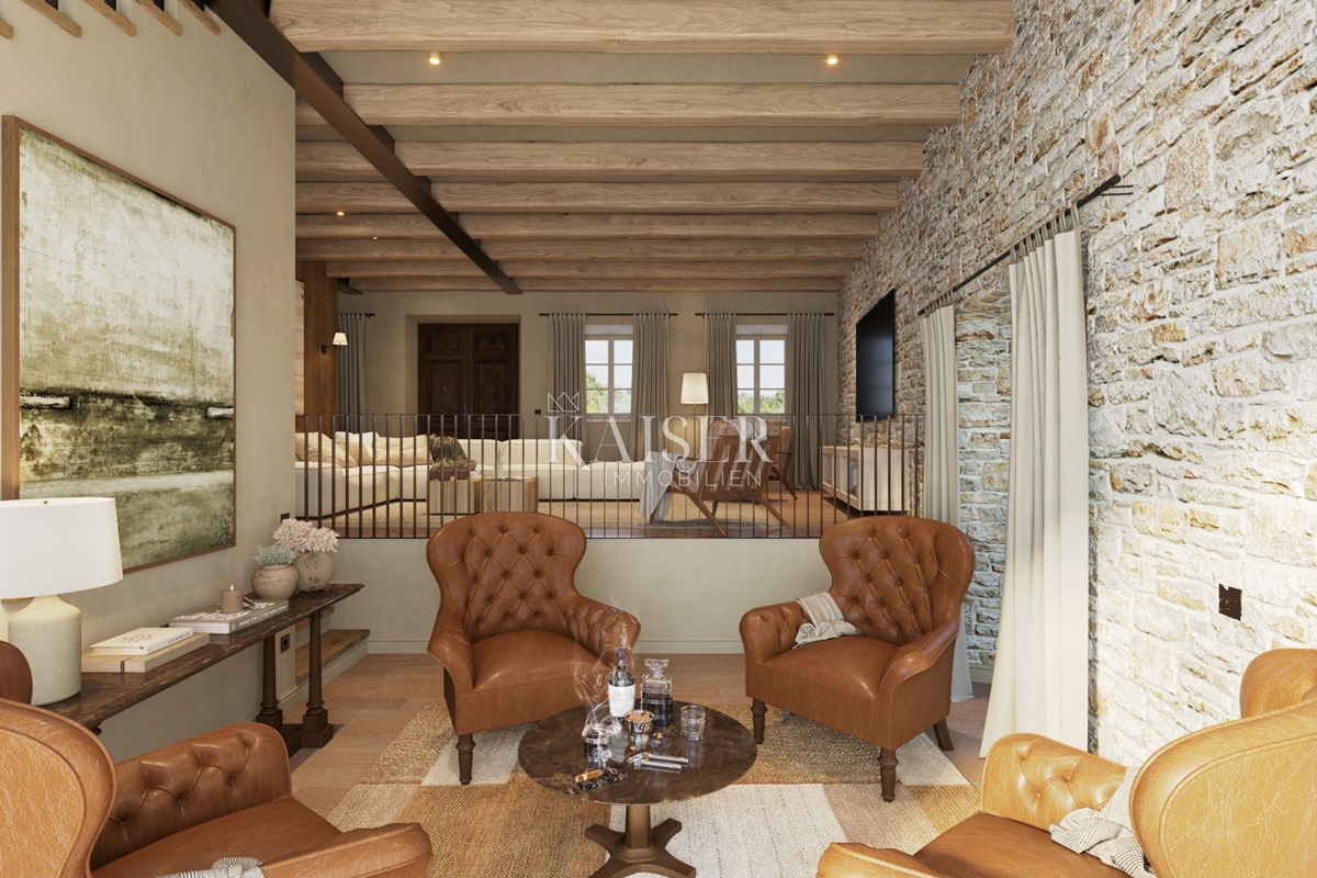 Istria - Lovreč, un'affascinante casa in pietra con vista mare