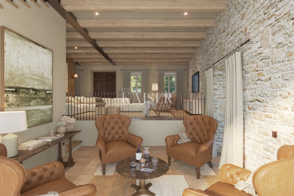 Istria - Lovreč, un'affascinante casa in pietra con vista mare