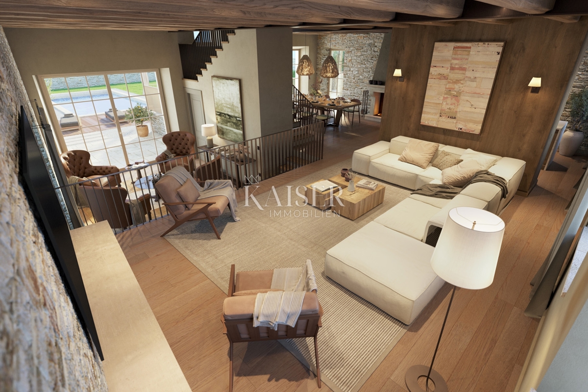 Istria - Lovreč, un'affascinante casa in pietra con vista mare