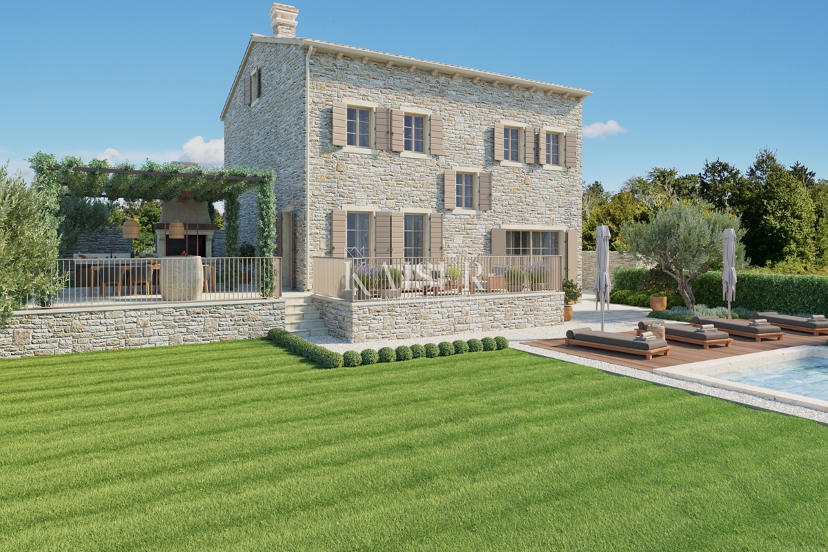 Istria - Lovreč, un'affascinante casa in pietra con vista mare