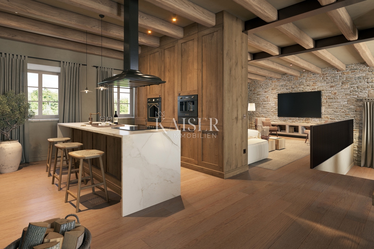 Istria - Lovreč, un'affascinante casa in pietra con vista mare