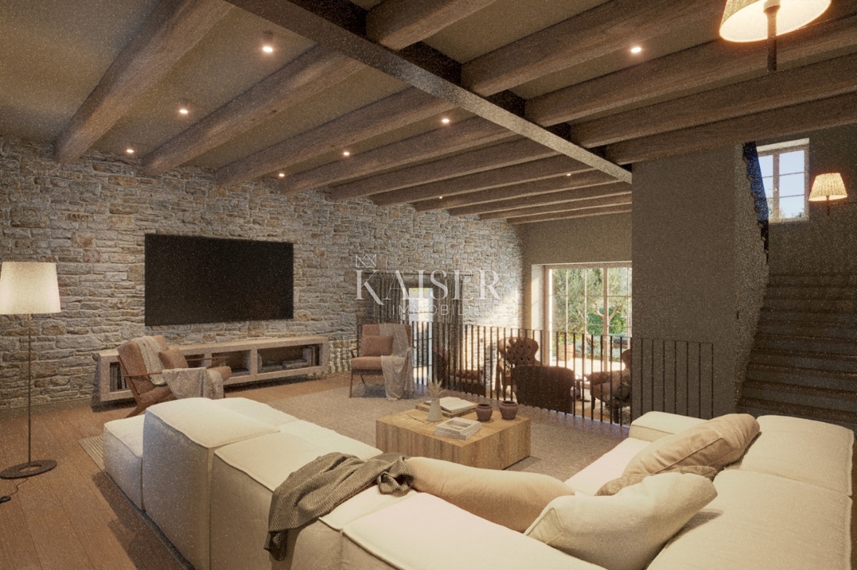 Istria - Lovreč, un'affascinante casa in pietra con vista mare