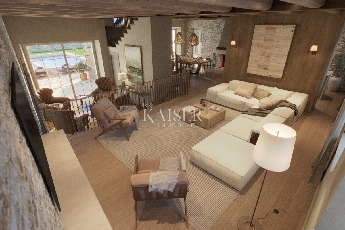 Istria - Lovreč, un'affascinante casa in pietra con vista mare