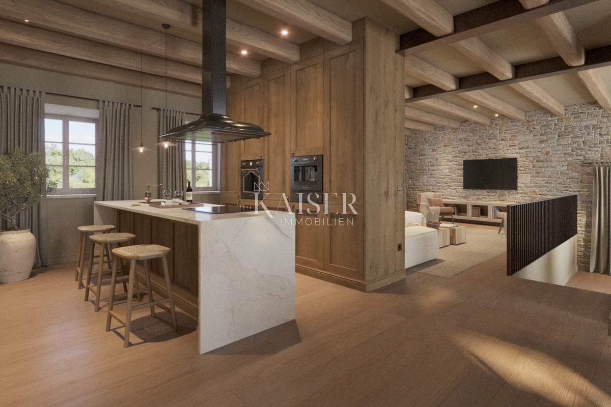 Istria - Lovreč, un'affascinante casa in pietra con vista mare