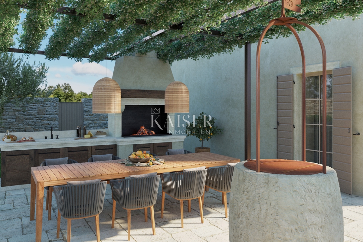 Istria - Lovreč, un'affascinante casa in pietra con vista mare