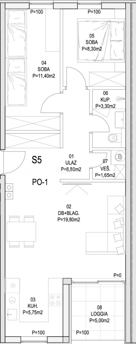 Barban - nuova costruzione, 2 camere da letto con terrazzo, 64 m2