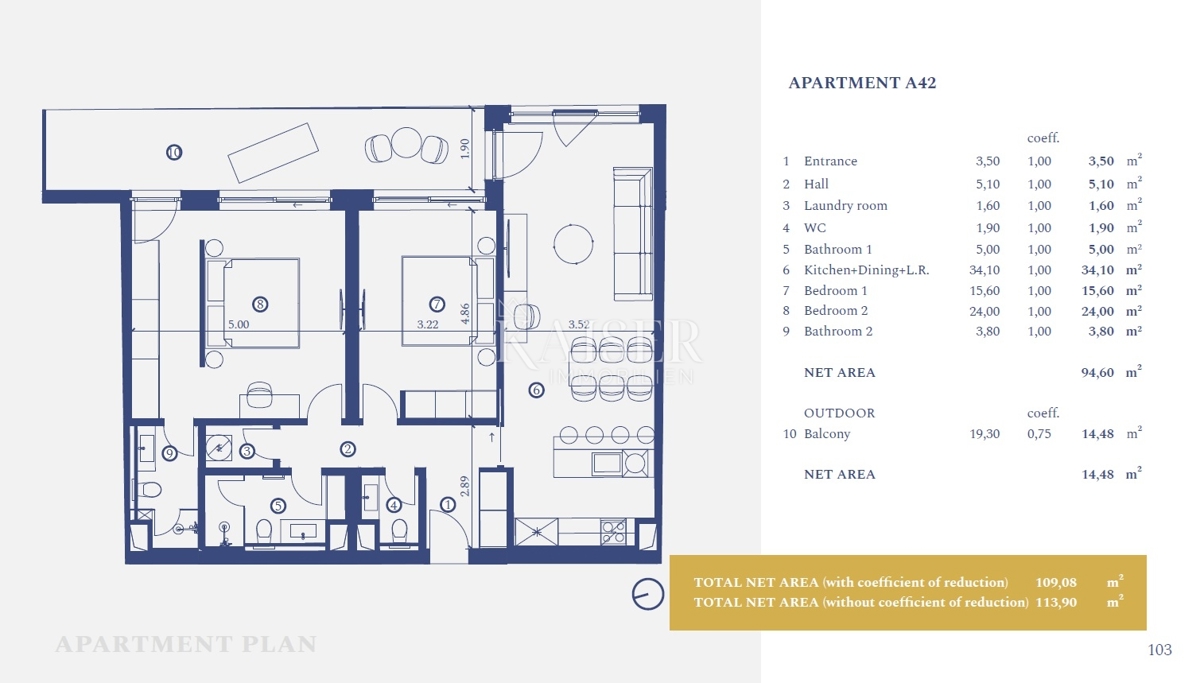 Istria, Umago, Salvore - appartamento 114m2, due camere da letto, in un resort di lusso