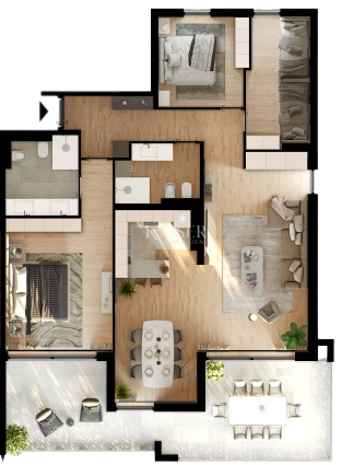 Istria, Umago - appartamento con tre camere da letto 143m2; 200m dal mare