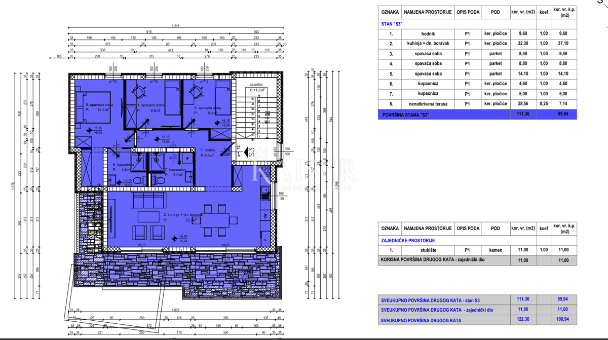 Appartamento Kožino, Zadar - Okolica, 124m2