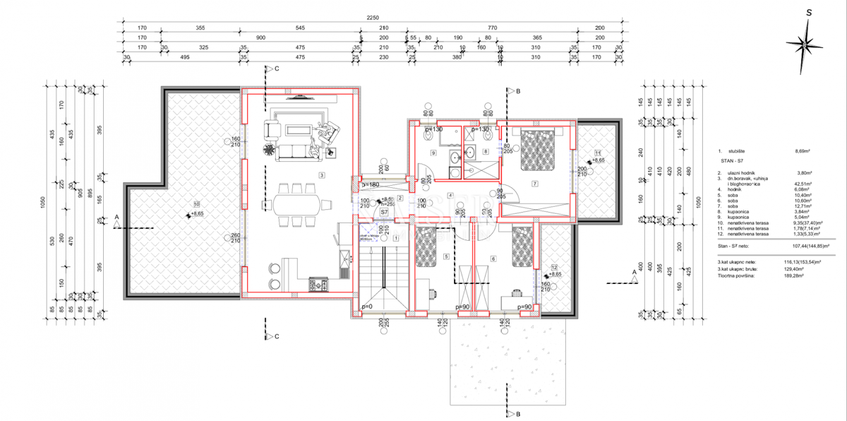 Appartamento Primošten, 107,44m2