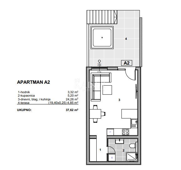 Trogir, Čiovo - monolocale vicino alla spiaggia con vista mare