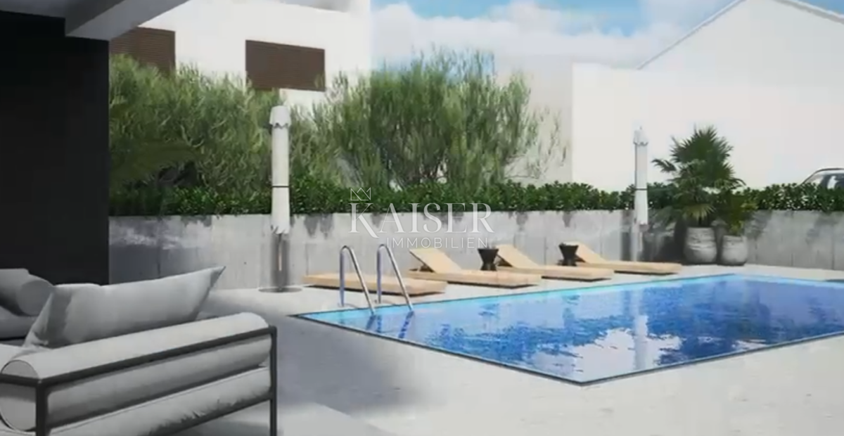 Vodice - Lussuosa villa moderna con piscina e garage a 300 metri dal mare