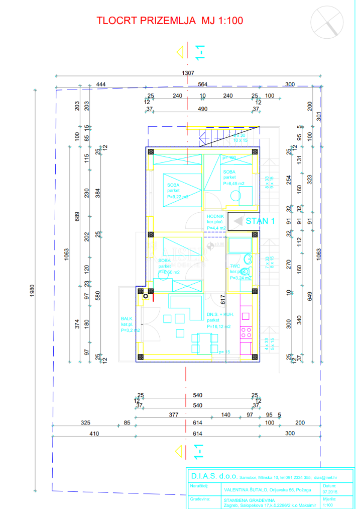 Appartamento Maksimir, 62,74m2