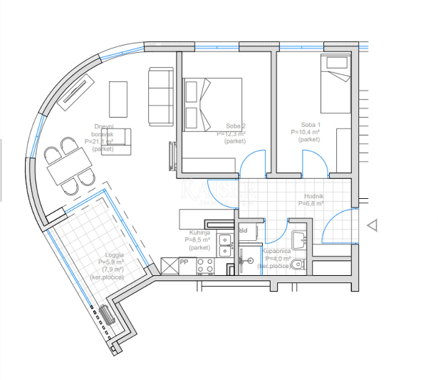 Appartamento Martinkovac, Rijeka, 77m2