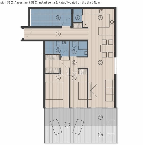 Jesenice, Dugi rat - Lussuoso appartamento con due camere da letto S303 con vista panoramica, prima fila al mare