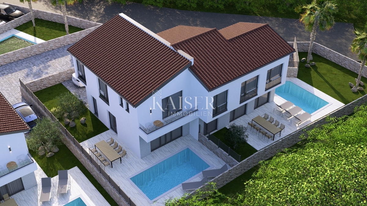 Isola di Krk, Malinska - casa bifamiliare 100m2, vista mare