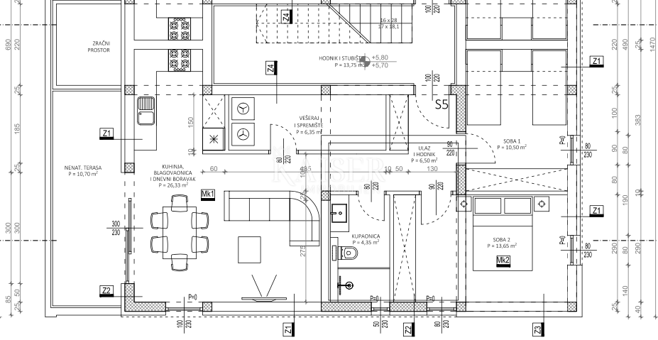 Appartamento Privlaka, 90,71m2