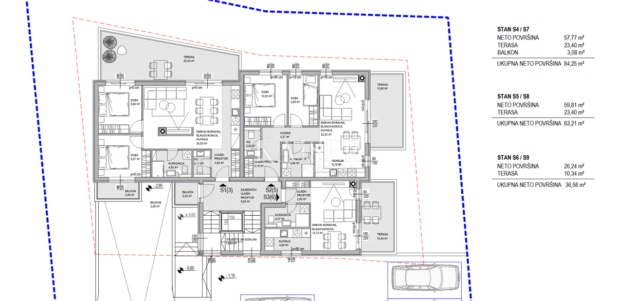 Sukošan S7 — 2 camere da letto, terrazza 23 m² + balcone