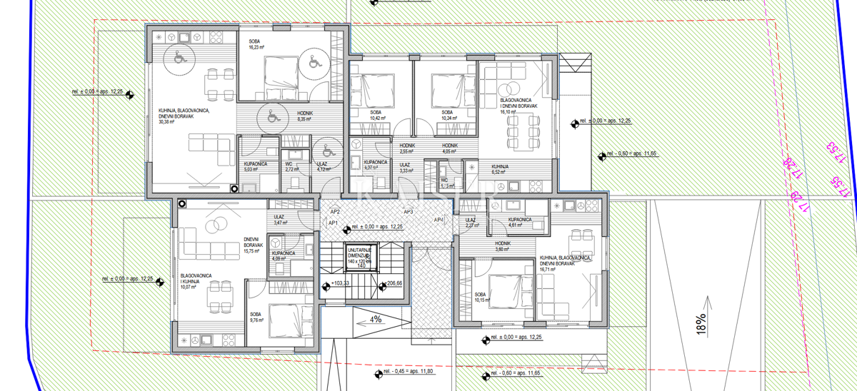Sukošan AP4 piano terra 1 camera da letto 37,35 m2