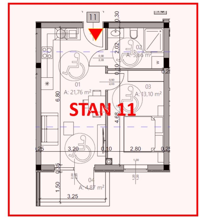 Istria, Pola - appartamento con una camera da letto 42m² con balcone