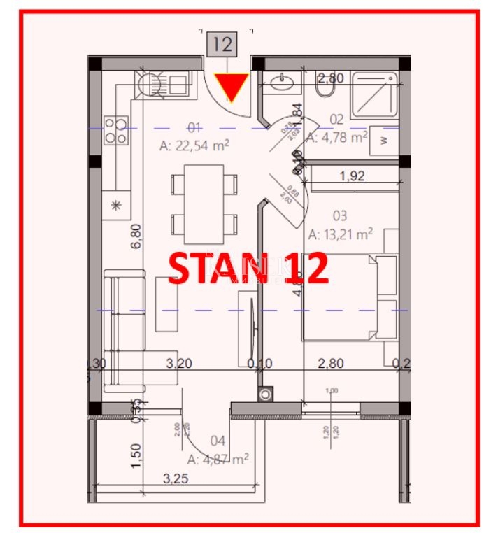 Istria, Pola - appartamento con una camera da letto 42m² con balcone