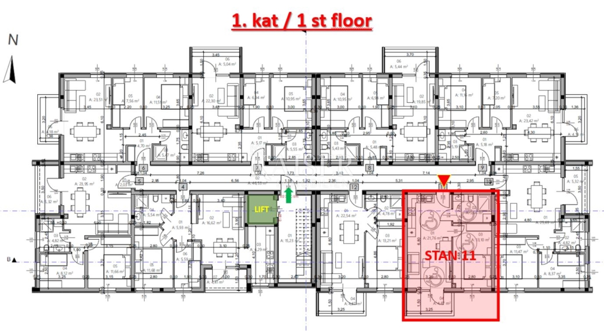 Istria, Pola - appartamento con una camera da letto 42m² con balcone