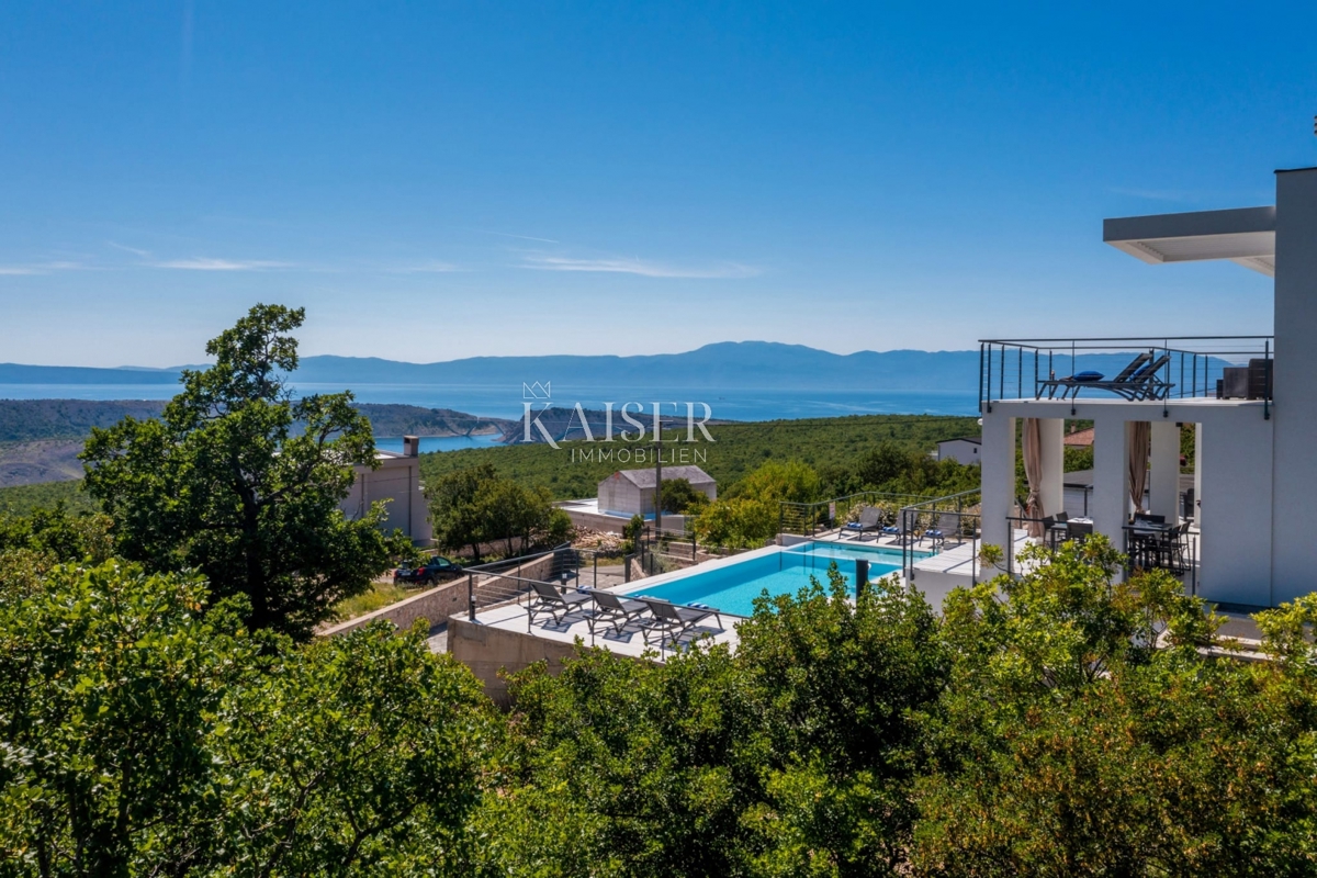 Kraljevica, Šmrika – Nuova villa con piscina e vista mare 