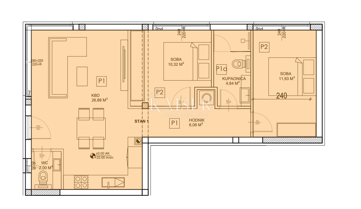 Appartamento Sveti Petar na Moru, Sveti Filip I Jakov, 75,92m2