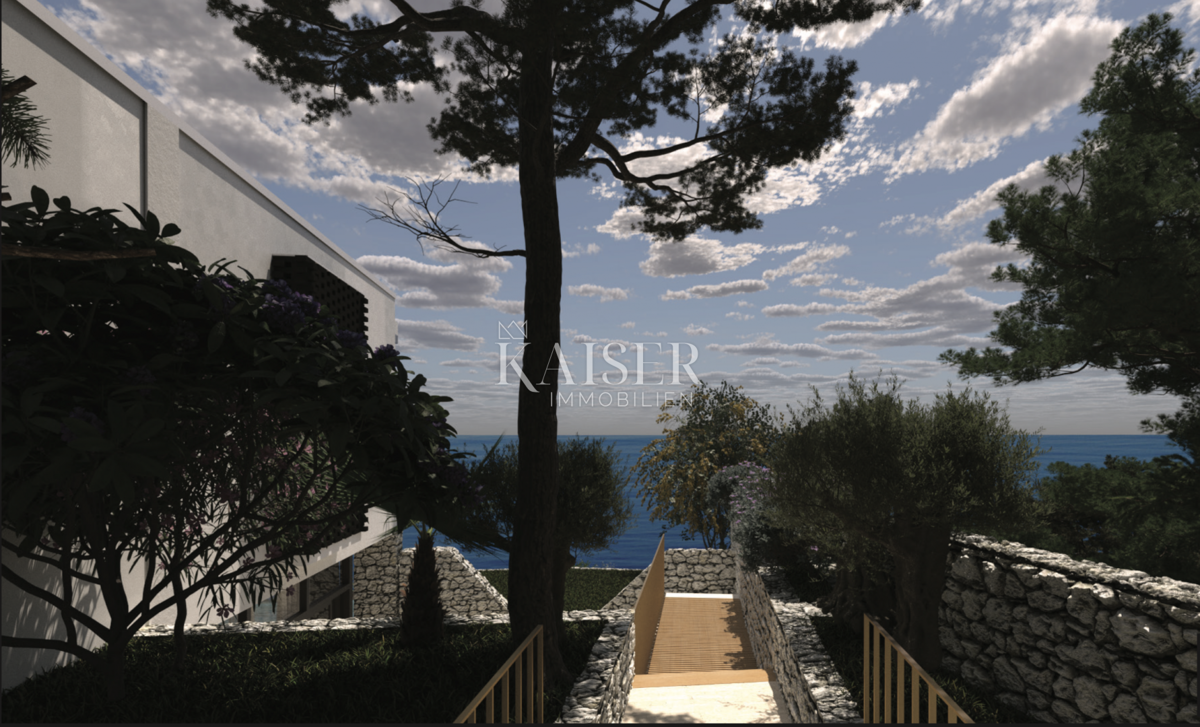 Abbazia, Moschiena - La tua vista sul Quarnero, terreno edificabile con costruzione di una villa di lusso in corso 