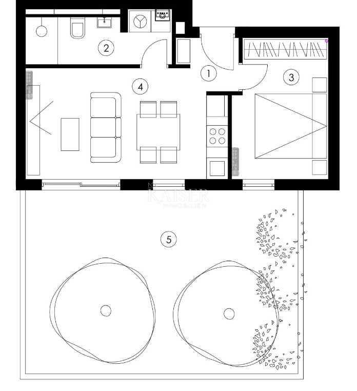 Zara, Ričine - appartamento 50,5 m2 con giardino, nuova costruzione