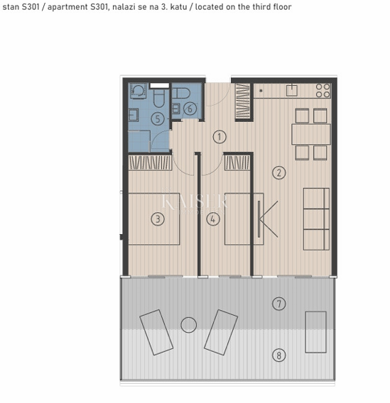 Jesenice, Dugi rat - Lussuoso appartamento con due camere da letto S302 con vista panoramica, prima fila al mare