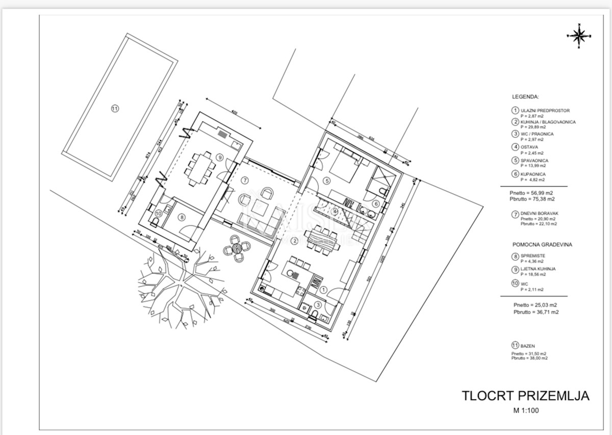 Istria, Kotli - casa in costruzione con grande terreno di 2400 m2 + 5100 m2