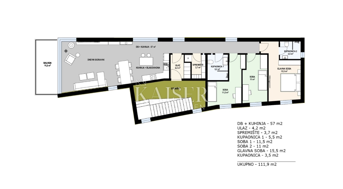 Appartamento Kostrena, 112m2
