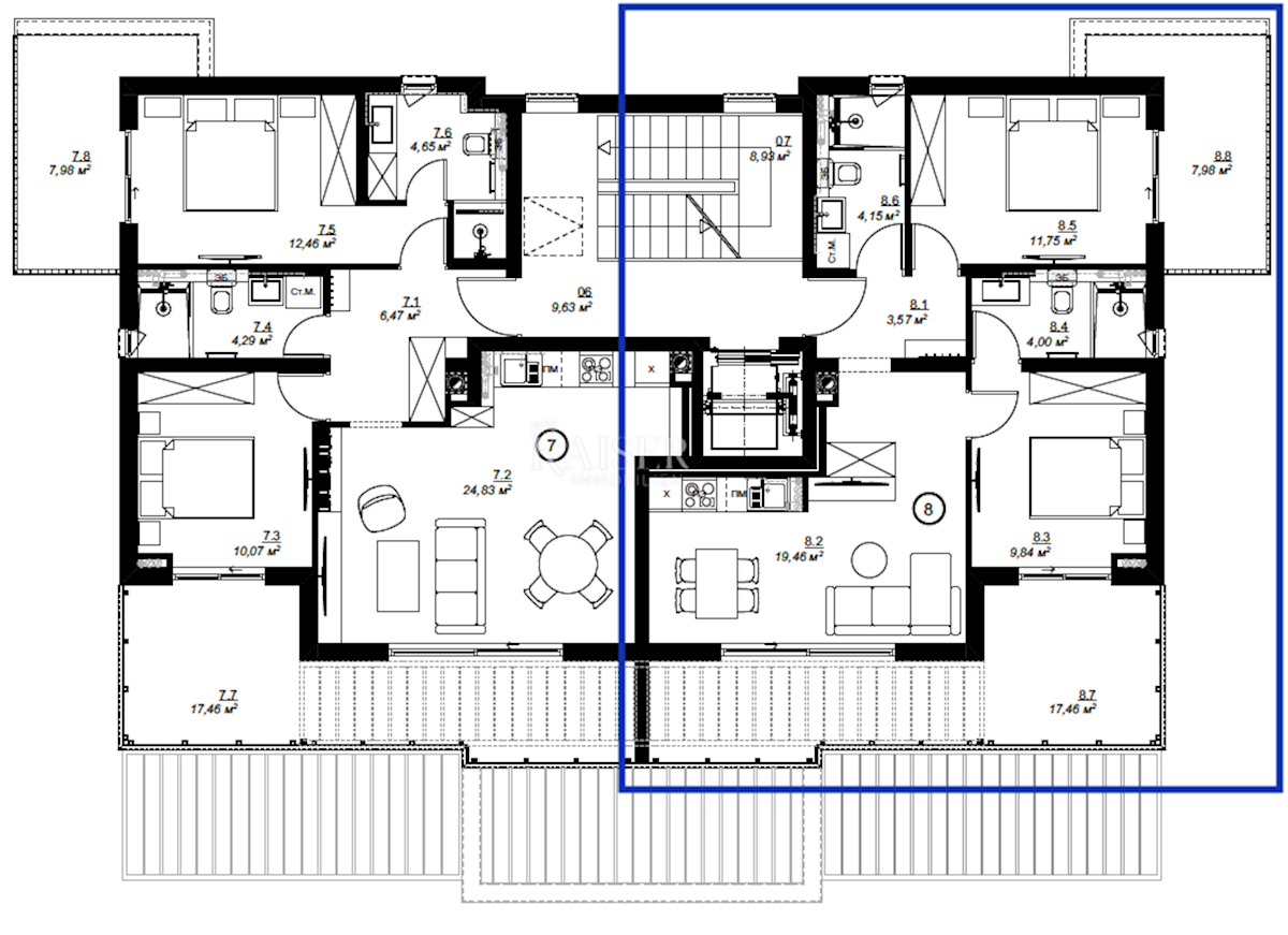 Medulin – Appartamento con 2 camere da letto al 2. piano, 100 m dal mare (43/8)