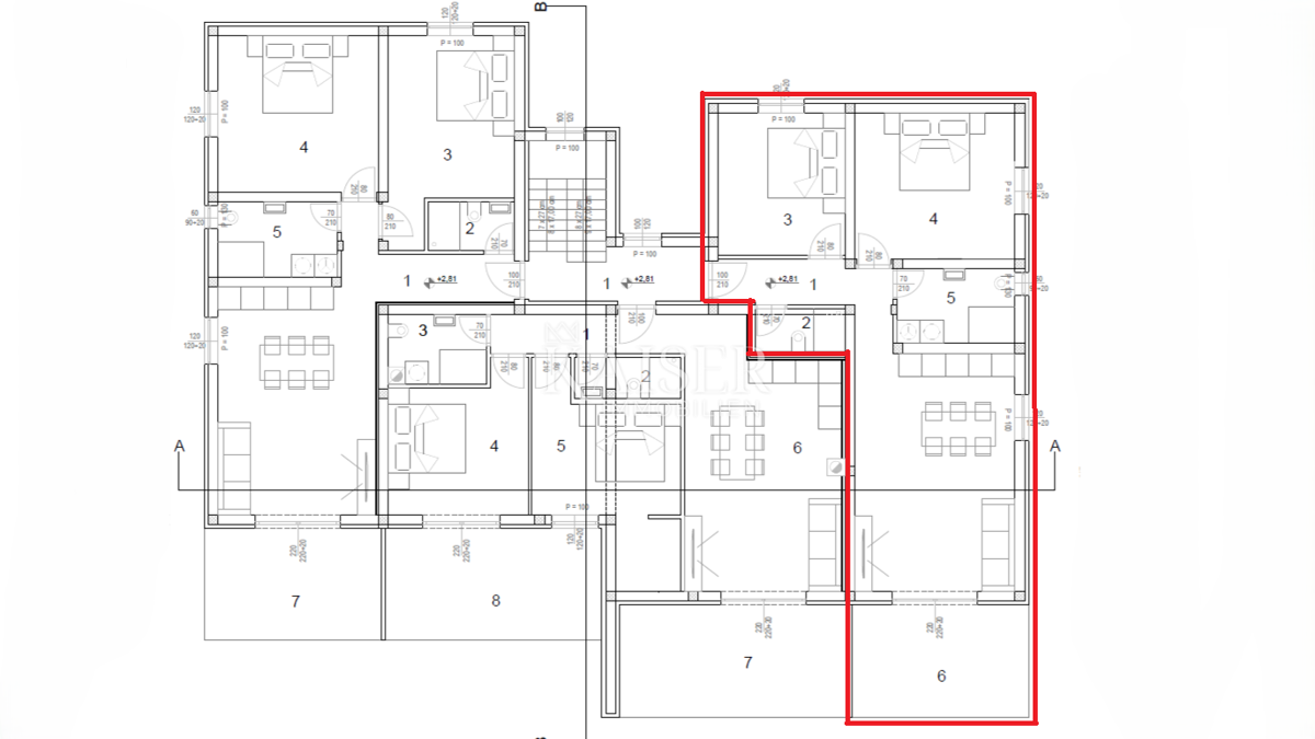 Istria, Cittanova - appartamento con due camere da letto e soggiorno, 68m2, primo piano